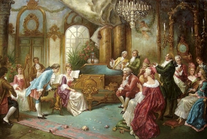 palace oil painting,a party