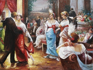 palace oil painting,a dancing party