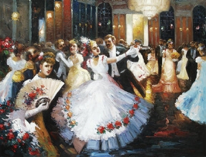 palace oil painting,a dancing party