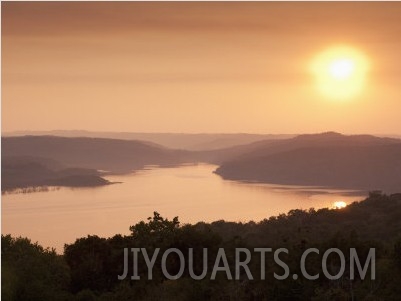 View of Sunset over Lake Yaxha from Temple 216, Yaxha, Guatemala, Central America1