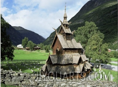 Best Preserved 12th Century Stave Church in Norway, Borgund Stave Church, Western Fjords, Norway