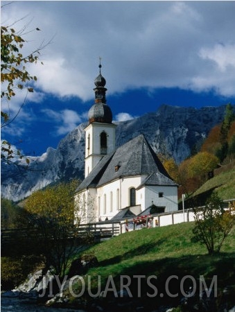 Ramsau Church Above Ramsauer Arche Stream, Berchtesgaden, Germany