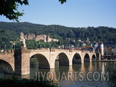 The Old Bridge Over the River Neckar, with the Castle in the Distance, Heidelberg, Germany