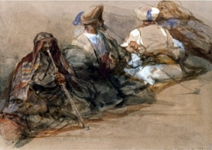 Group of Arab Figures, Two Smoking a Cubuk