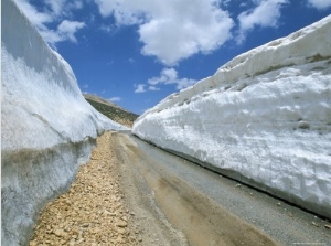 Spring Snow on Road Crossing the Mount Lebanon Range Near Bcharre, Lebanon, Middle East