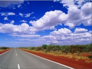 Stuart Highway Disappearing on Horizon, Australia