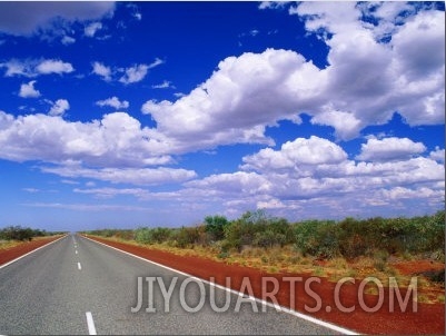 Stuart Highway Disappearing on Horizon, Australia