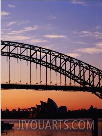 Sunrise Over Sydney Harbour Bridge and Sydney Opera House, Sydney, Australia