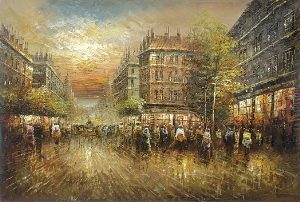 Street Oil Paintings 0003,Paris street