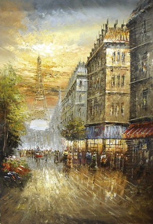 Street Oil Paintings 0007,Paris street