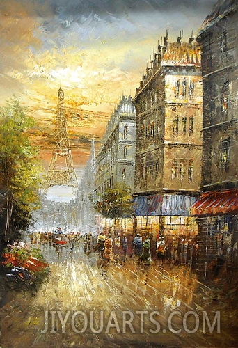 Street Oil Paintings 0007,Paris street
