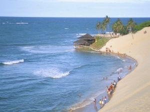 Beach, Sand Dunes and Bar 21, Genipabu, Natal, Rio Grande Do Norte State, Brazil, South America