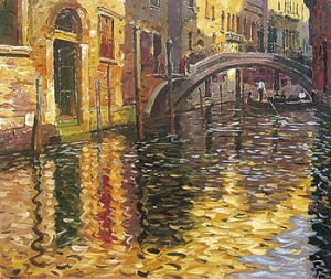 Venice Oil Painting 0003, southern water towns, most beautiful waterways,Bridges over Canal