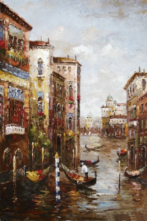 Venice Oil Painting 0005, beautiful magnificent palazzos, southern water towns