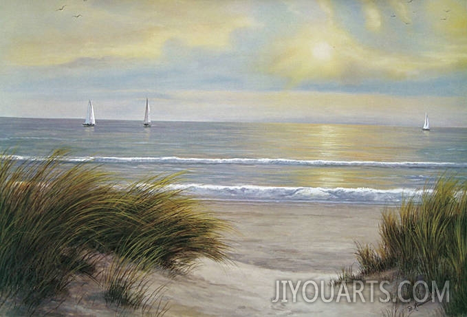 Landscape Oil Painting 100% Handmade Museum Quality0124,seashore scenery at dawn