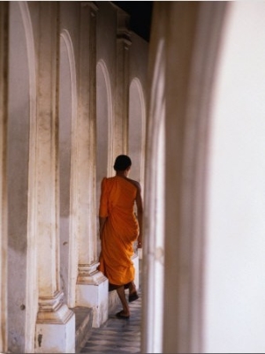 Monk Walking Away, Bangkok, Thailand