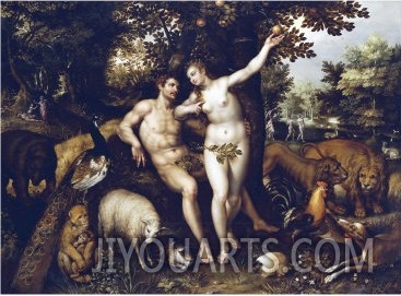 Eve Tempting Adam, the Creation of Eve and the Expulsion from Paradise Beyond