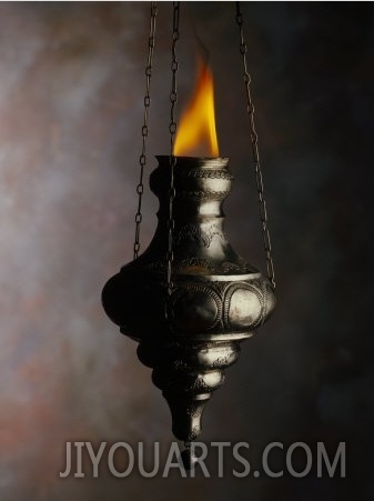 Flame in Jewish Oil Lamp
