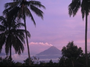 Active Volcano, Merapi from Borobodur, Indonesia