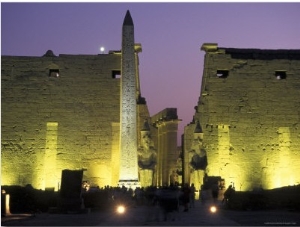Luxor Temple with Obelisk and Entrance to Pylon at Luxor, Egypt