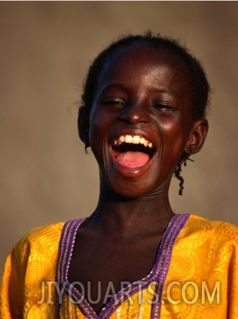 Portrait of a Young Girl Laughing, Djenne, Mopti, Mali