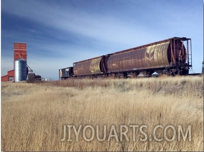 Grain Elevators and Wheat Train, Saskatchewan, Canada