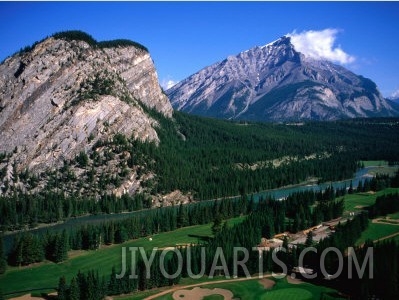 High Angle View of Banff Springs Golf Course, Banff National Park, Canada