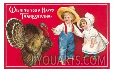 Happy Thanksgiving, Children with Turkey
