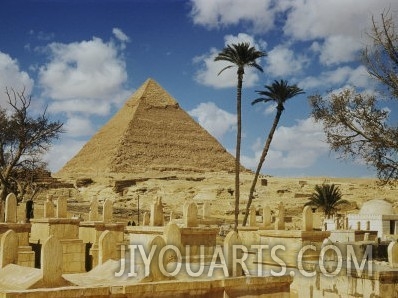 The Great Pyramid of Cheops Seen Behind an Arab Cemetery