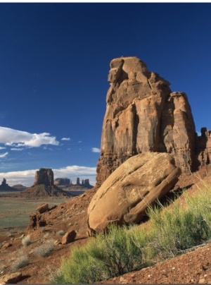 Rock Formations Caused by Erosion in a Desert Landscape in Monument Valley, Arizona, USA