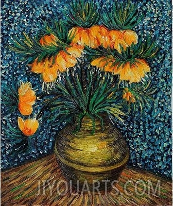 Crown Imperial Fritillaries in a Copper Vase