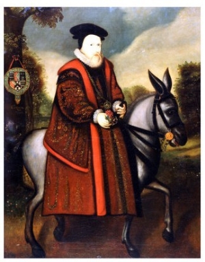 William Cecil, 1st Baron Burghley (1520 1598), Riding a Grey Mule, English School
