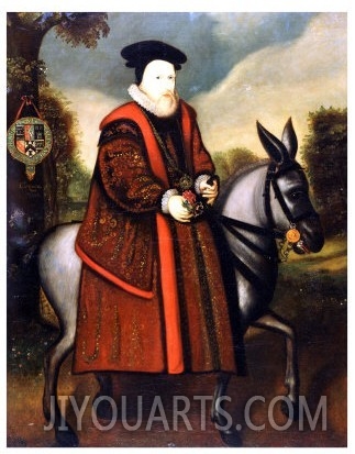 William Cecil, 1st Baron Burghley (1520 1598), Riding a Grey Mule, English School