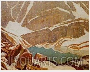 Mountain Snowfall Lake Oesa 1932