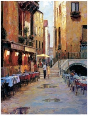 Street Cafe After Rain Venice