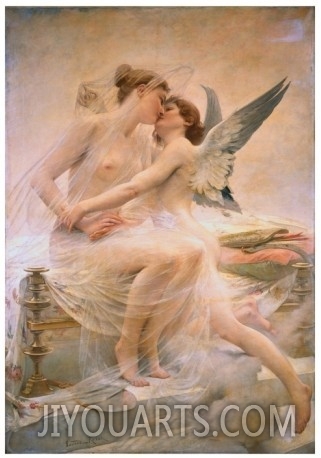 Painting on canvas,angel oil painting,Cupid and Psyche by Lionel Noel Royer