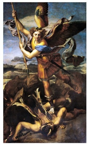 100% handmade oil painting,Goddess Angel painting, St. Michael Overwhelming the Demon, 1518,oil painting by Raphael