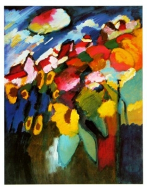 Painting on canvas,abstract art painting,Murnau Garden II,1910.Wassily Kandinsky artwork