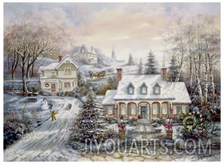 100% handmade oil painting,christmas oil  painting,Holiday Magic by Carl Valente