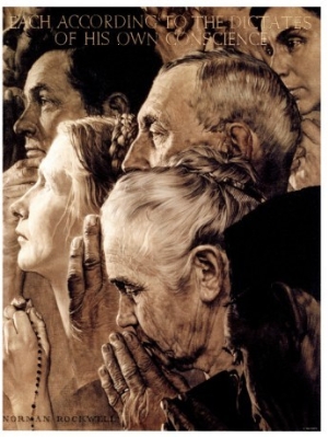 100% handmade oil painting,christianity painting,"Freedom of Worship", February 27,1943,Norman Rockwell oil  painting