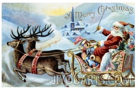 Painting on canvas,christmas oil painting of Merry Christmas