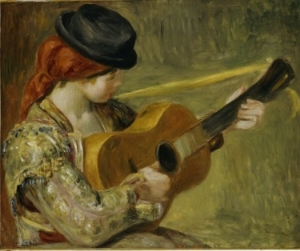 100% handmade oil painting,portrait of Girl with a Guitar 1897 by Pierre Auguste Renoir