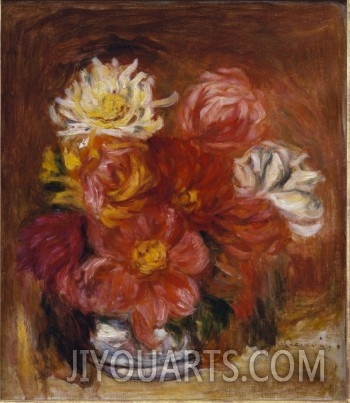 Oil painting reproduction,flowers oil painting of Dahlia C1890 by Pierre Auguste Renoir