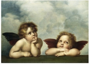 Oil painting reproduction,christianity painting,Painting of Cherubim After a Detail of Sistine Madonna by Raphael