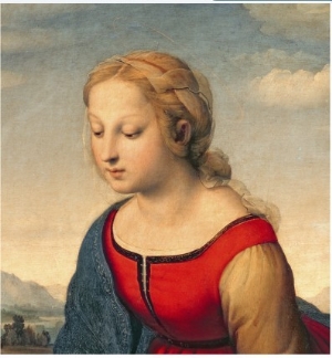 Portraits oil painting by Raphael,La Belle Jardiniere, 1507 (Oil on Panel) (Detail of 8546)