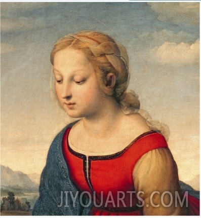 Portraits oil painting by Raphael,La Belle Jardiniere, 1507 (Oil on Panel) (Detail of 8546)