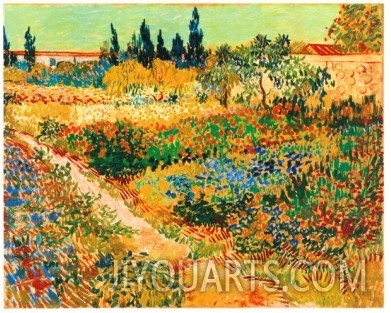 Fields oil painting of Bluhender Garten mit Pfad by Vincent Van Gogh