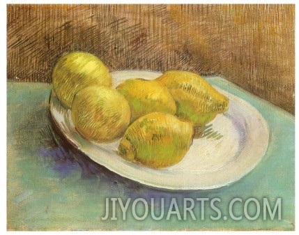 Still life oil painting,Still Life with Lemons on a Plate,1887,Vincent Van Gogh painting