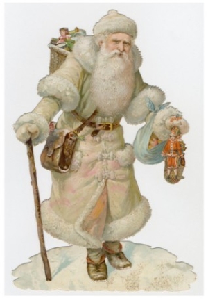 Christmas oil painting of Santa in White