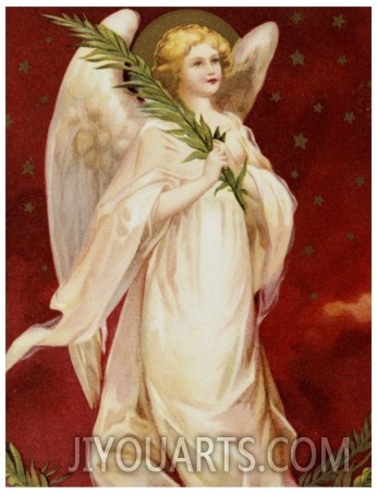Oil painting reproduction,christmas oil painting of A Bright and Happy Christmas Angel